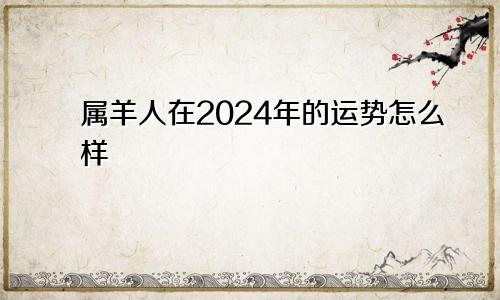 属羊人在2024年的运势怎么样