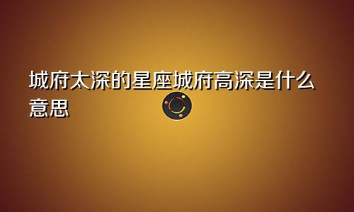 城府太深的星座城府高深是什么意思