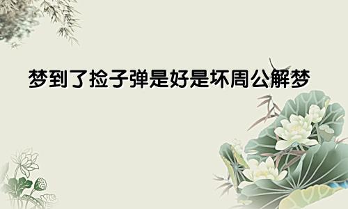 梦到了捡子弹是好是坏周公解梦