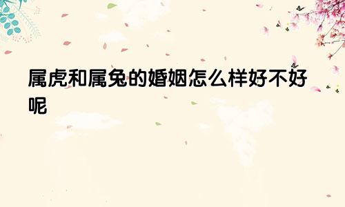 属虎和属兔的婚姻怎么样好不好呢