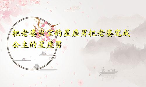 把老婆当宝的星座男把老婆宠成公主的星座男