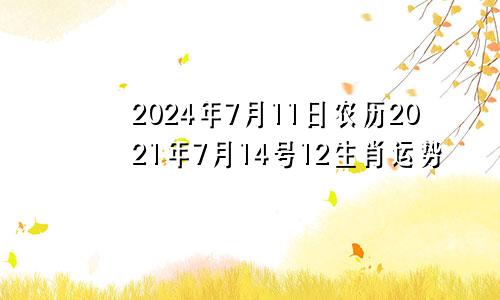 2024年7月11日农历2021年7月14号12生肖运势