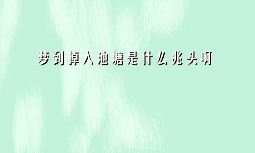 梦到掉入池塘是什么兆头啊