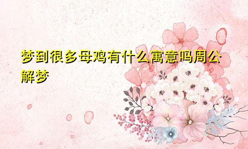 梦到很多母鸡有什么寓意吗周公解梦