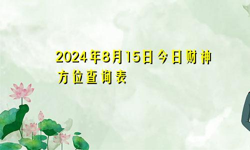 2024年8月15日今日财神方位查询表