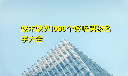 缺木缺火1000个好听男孩名字大全