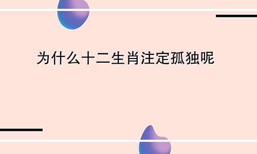 为什么十二生肖注定孤独呢