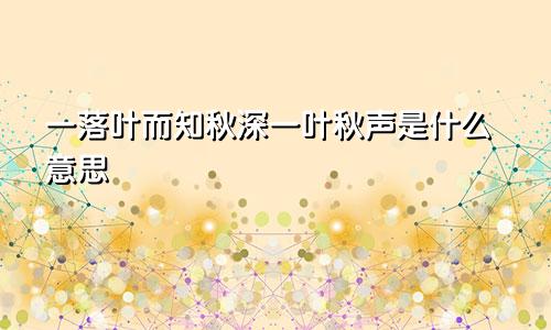 一落叶而知秋深一叶秋声是什么意思