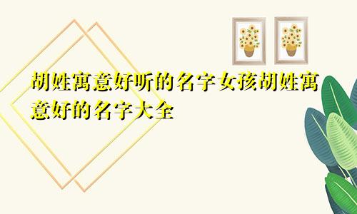 胡姓寓意好听的名字女孩胡姓寓意好的名字大全