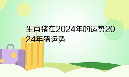 生肖猪在2024年的运势2024年猪运势