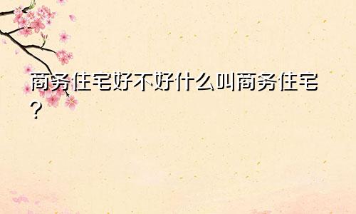 商务住宅好不好什么叫商务住宅?