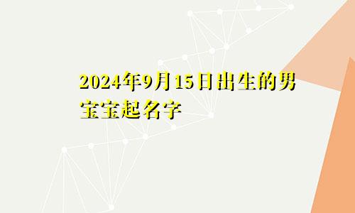 2024年9月15日出生的男宝宝起名字