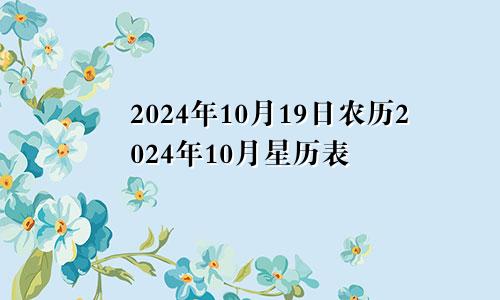 2024年10月19日农历2024年10月星历表