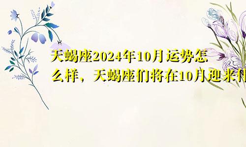 天蝎座2024年10月运势怎么样,天蝎座们将在10月迎来什么样的挑战和机遇