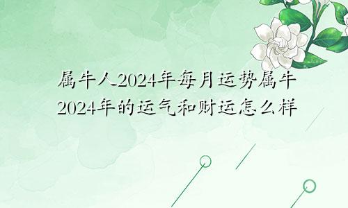 属牛人2024年每月运势属牛2024年的运气和财运怎么样