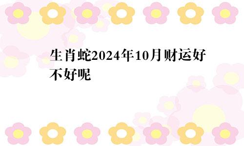 生肖蛇2024年10月财运好不好呢