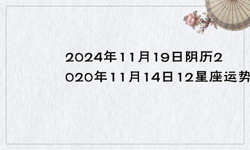2024年11月19日阴历2020年11月14日12星座运势