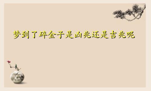 梦到了碎金子是凶兆还是吉兆呢