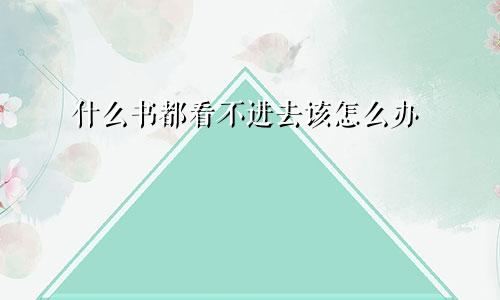 什么书都看不进去该怎么办