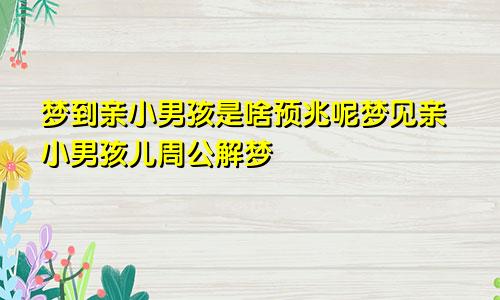 梦到亲小男孩是啥预兆呢梦见亲小男孩儿周公解梦