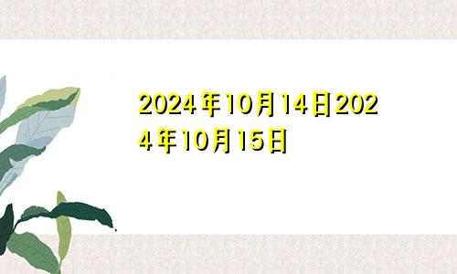 2024年10月14日2024年10月15日