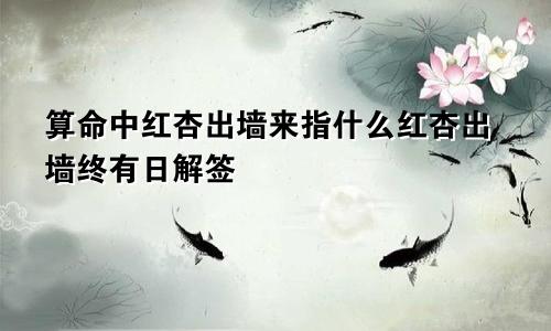 算命中红杏出墙来指什么红杏出墙终有日解签
