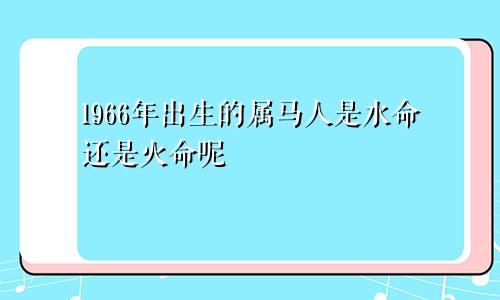 1966年出生的属马人是水命还是火命呢