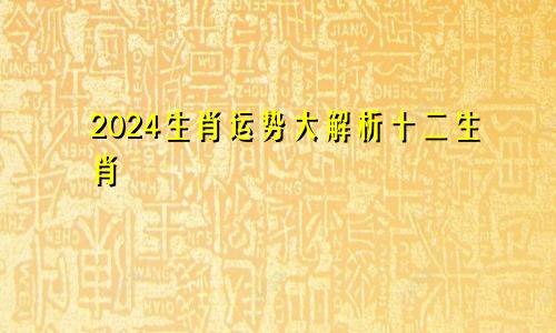2024生肖运势大解析十二生肖