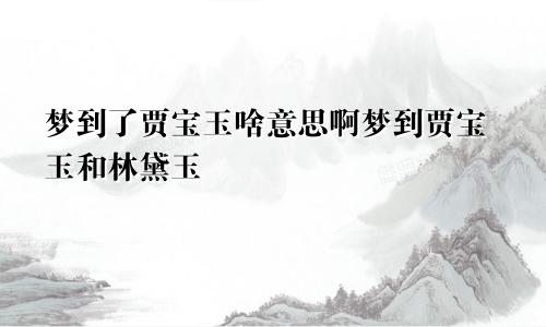 梦到了贾宝玉啥意思啊梦到贾宝玉和林黛玉
