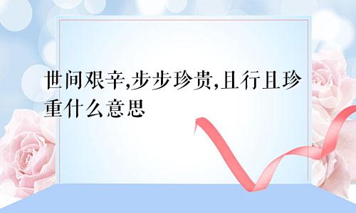 世间艰辛,步步珍贵,且行且珍重什么意思