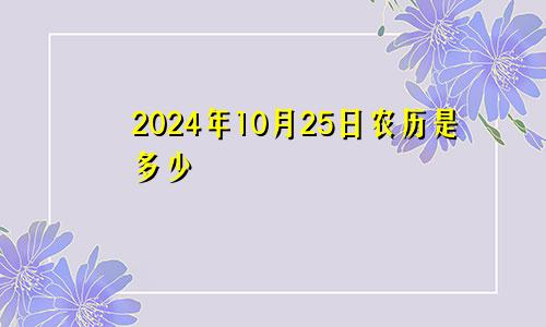 2024年10月25日农历是多少