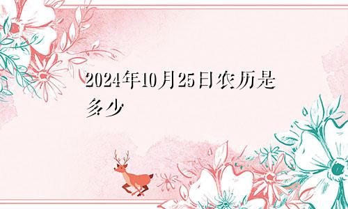 2024年10月25日农历是多少
