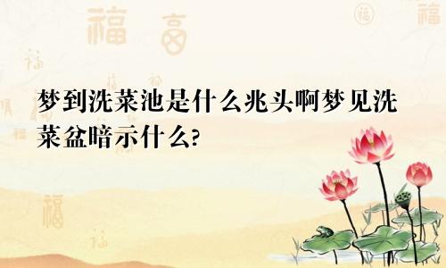 梦到洗菜池是什么兆头啊梦见洗菜盆暗示什么?